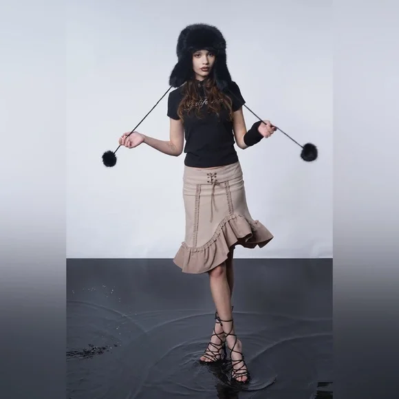 ZEMETA Attic Doll Midi Skirt in Taupe New - Picture 2 of 8